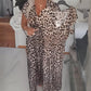 🔥Letzter Tag: 60% Rabatt! ⏰🐆Damenkleid mit V-Ausschnitt und Leopardenmuster🎁